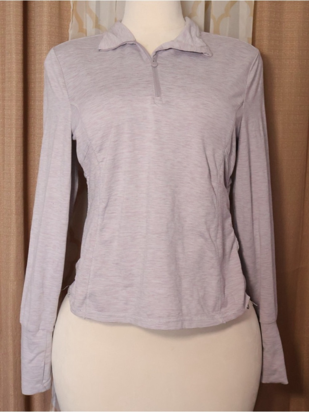 Apana Light Lavender Half-Zip Long Sleeve Top